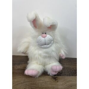 Sugarloaf 13" White Bunny Rabbit Stuffed Plush Long Hair Hard Eyes 1991